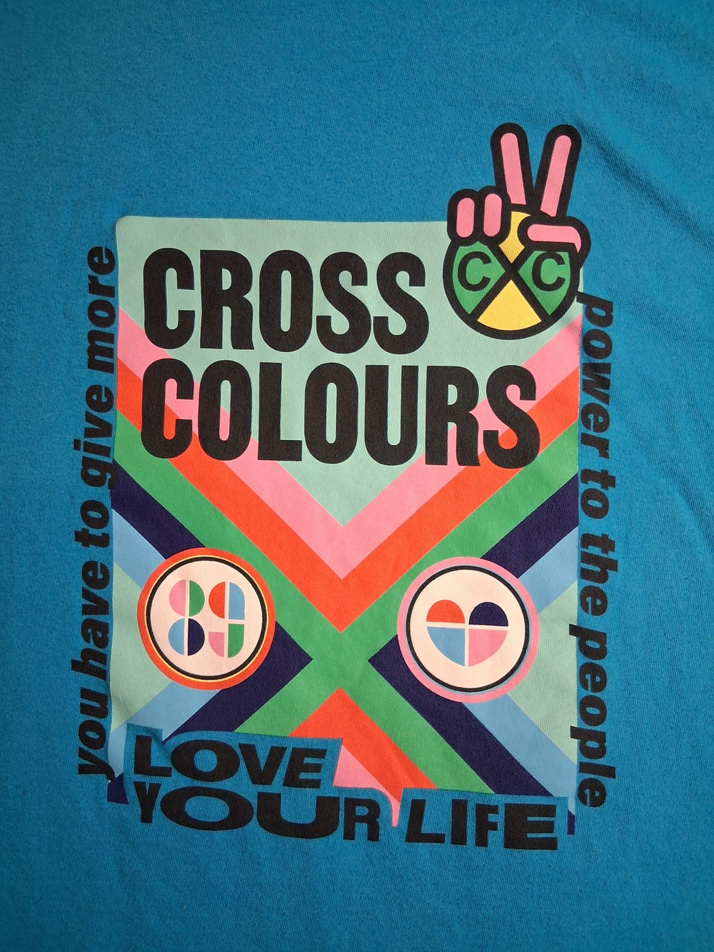 Cross Colours Men’s Short-Sleeve Graphic Tee in Bright Turquoise